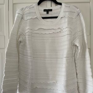 Banana Republic white scalloped spring sweater